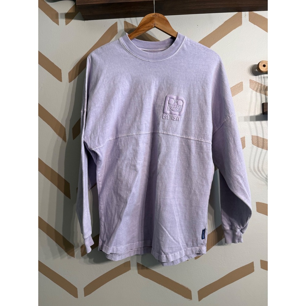 Disney Spirit Jersey Women XS Purple Walt Disney World Long Sleeve Puff Print